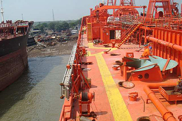 Vessel deck and shipyard area